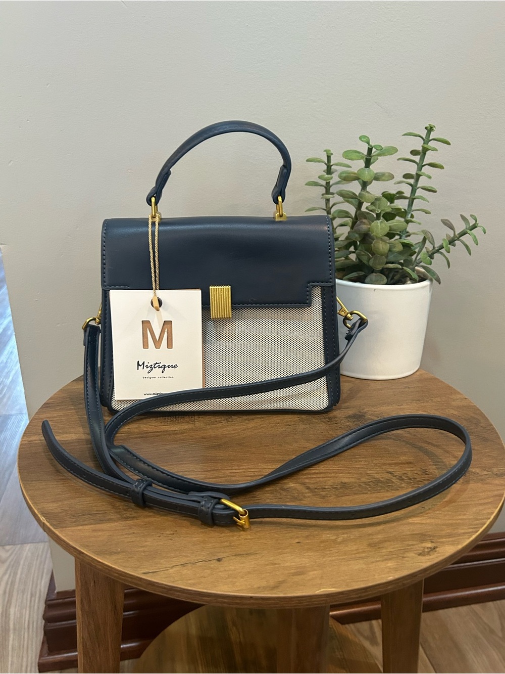 Miztique NWT Top Handle Crossbody Satchel Gold Hardware Purse